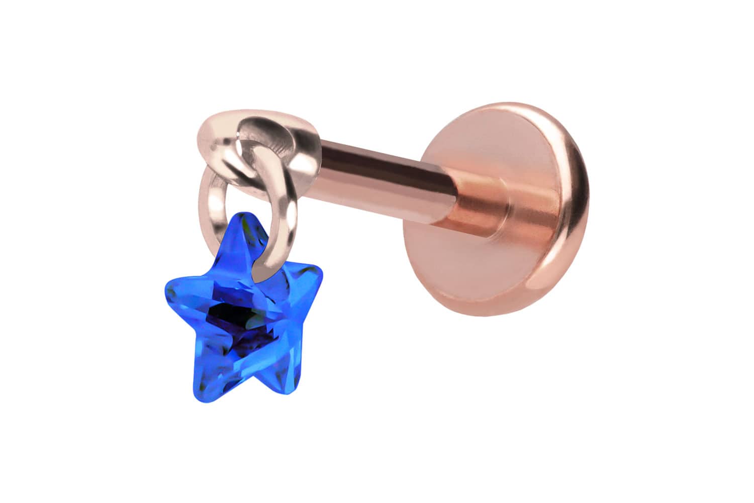 Titan Labret Piercing mit Push Fit KRISTALLSTERN